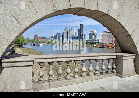 London,England, UK. River Thames seen through an arch on Vauxhall Bridge Stock Photo