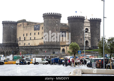 Castel Nuova is a medieval castle in central Naples, Italy Stock Photo