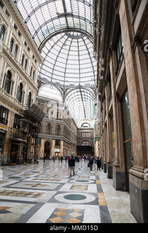 Vertical view of the Galleria Umberto  public shopping gallery in Naples