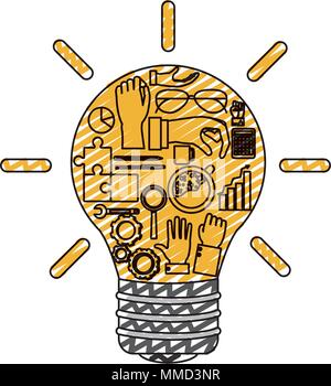 doodle light bulb idea creative solution Stock Vector