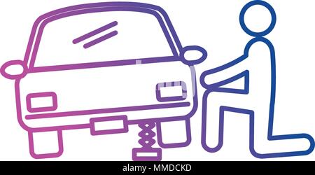 mechanic figure human with car silhouette avatar vector illustration design Stock Vector