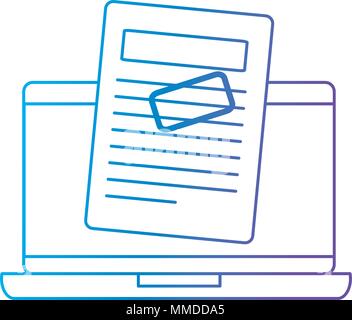 computer laptop with financial documents vector illustration design Stock Vector