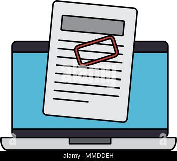computer laptop with financial documents vector illustration design Stock Vector