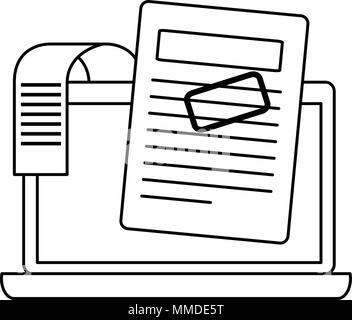 computer laptop with financial documents vector illustration design Stock Vector