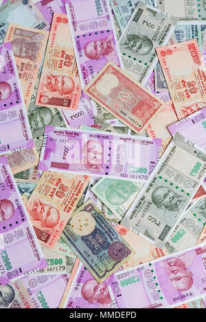 Close-Up Abundance Money Variations of Indian Rupee Notes Nobody Background Stock Photo
