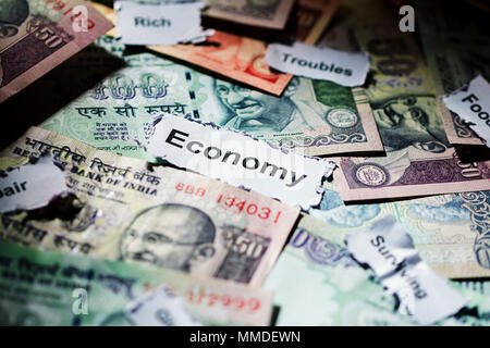 Close-Up Indian Currency Rupee Banknotes, Economy Stock Exchange Nobody Stock Photo
