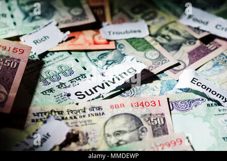 Close-Up Indian Money Rupee Banknotes Economy Stock Exchange Nobody Stock Photo
