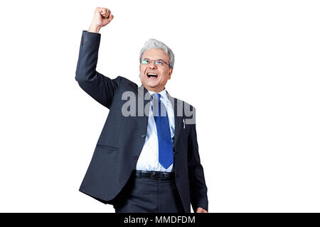 Laughing businessman with hand clenched as fist. victory-success, a winner in business Stock Photo