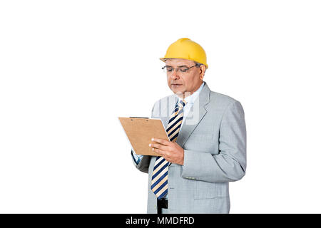 One professional Male enginner, Architect writing clipboard Planning Construction Real-Estate Stock Photo