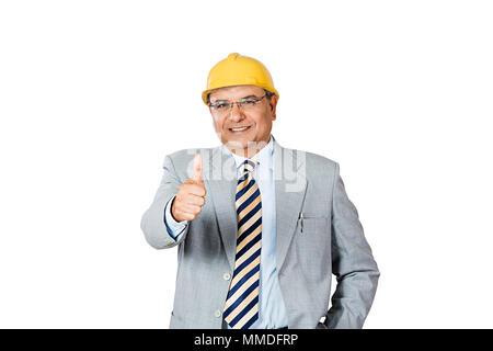 One Business man Architect Showing Thumbs-up Success White Background Stock Photo