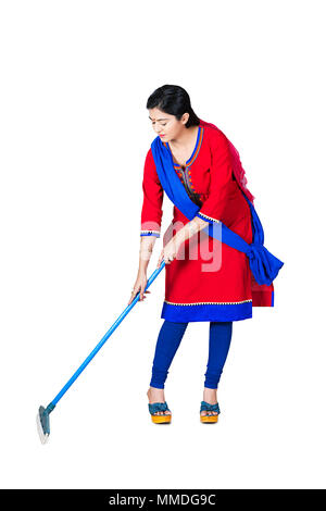 One Adult Woman Housewife Wiping a floor, a wiper, cleaning Stock Photo