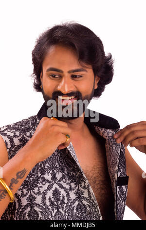 Close up of young handsome man with Indian attire Stock Photo