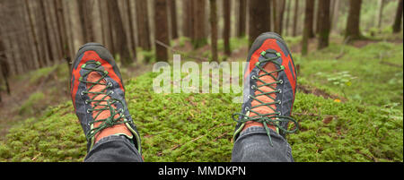 relaxing inside a deep woods Stock Photo