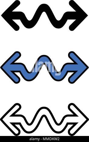 Wavy arrow icon, isolated on white background Stock Vector