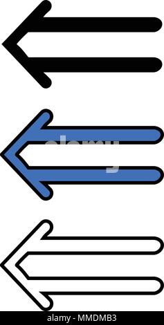 Left double arrow, isolated on white background Stock Vector