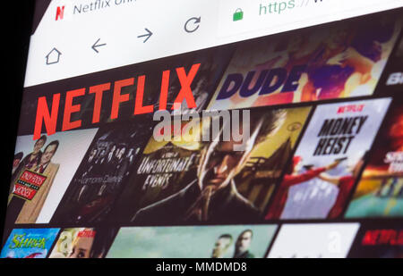 Netflix website, an online video on demand service on the Internet. Stock Photo