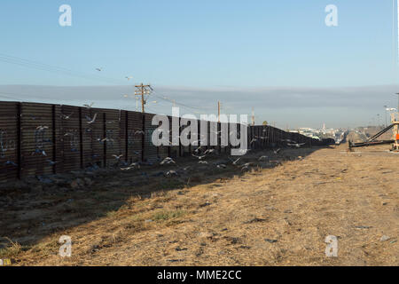 Ground views of different Border Wall Prototypes as they take shape during the Wall Prototype Construction Project near the Otay Mesa Port of Entry.    Photo by: Mani Albrecht Stock Photo