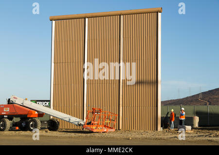 Ground views of different Border Wall Prototypes as they take shape during the Wall Prototype Construction Project near the Otay Mesa Port of Entry.    Photo by: Mani Albrecht Stock Photo