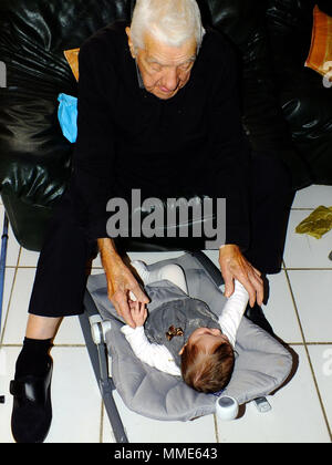CENTENARIAN & BABY Stock Photo
