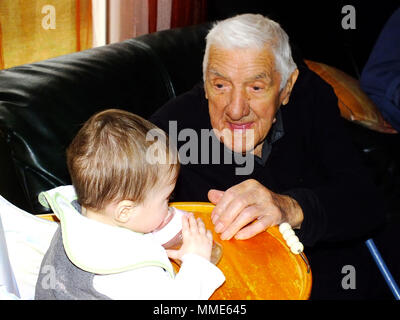 CENTENARIAN & BABY Stock Photo