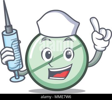 Nurse drug tablet character cartoon Stock Vector
