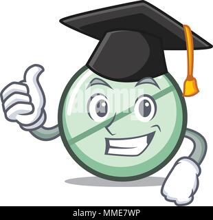 White pills student cartoon character studying with pencil Stock Vector ...
