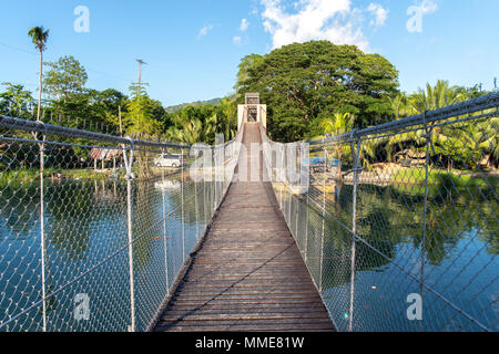 hanging bridge at loboc river , Bohol island , Philippines Stock Photo