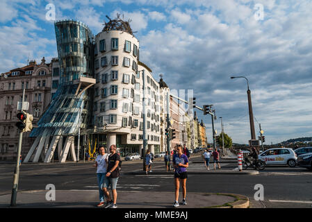 Prague, Czech Republic - August 21, 2017: Dancing House building in Prague, also known as Fred and Ginger. It is building in Prague riverfront designe Stock Photo