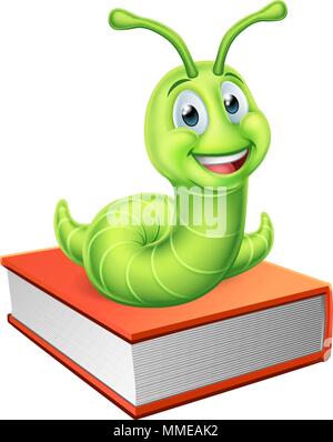 Bookworm Caterpillar Worm on Book Stock Vector