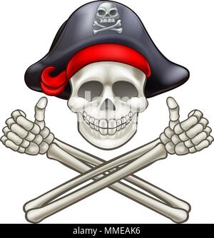 Pirate Skull and Cross Bones Cartoon  Stock Vector