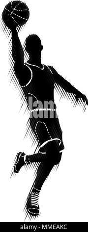 Basketball Player Silhouette Sports Concept Stock Vector