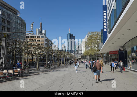 people walk in the morning on the pedestrian zone Zeil in frankfurt am main, germany Stock Photo