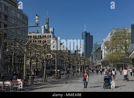 people walk in the morning on the pedestrian zone Zeil in frankfurt am main, germany Stock Photo