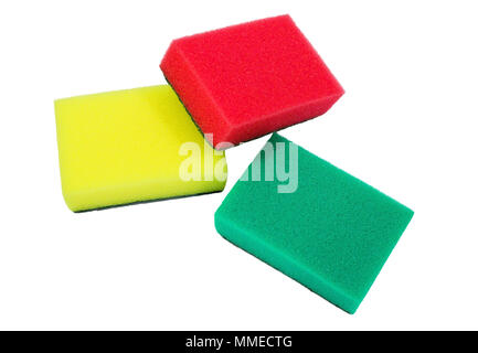 The foam sponge for washing dishes isolated on white background Stock Photo