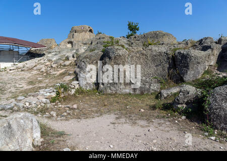 Amazing Panorama around Tomb of Orpheus in Antique Thracian sanctuary Tatul, Kardzhali Region, Bulgaria Stock Photo