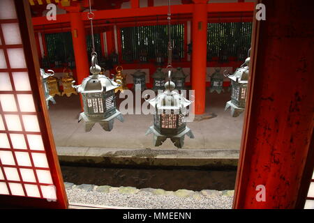 Many japanese lanterns in the Kasuga Taisha Temple in Nara, Japan Stock Photo