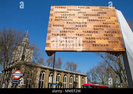 LONDON, UK - APRIL 19TH 2018: A view of the World War Two Bethnal Green Tube Disaster Memorial, also known as The Stairway to Heaven memorial in Londo Stock Photo