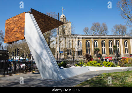 LONDON, UK - APRIL 19TH 2018: A view of the World War Two Bethnal Green Tube Disaster Memorial, also known as The Stairway to Heaven memorial in Londo Stock Photo