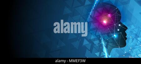 Abstract Artificial intelligence. Technology web background. Virtual concept Stock Vector