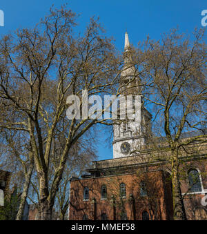 A view of the beautiful St. Leonards church in Shoreditch, London. Stock Photo