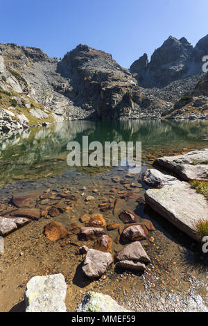 Amazing landscape of The Scary lake and Kupens peaks, Rila Mountain, Bulgaria Stock Photo