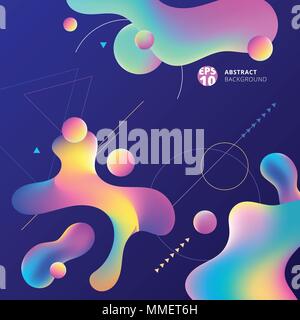 Abstract colorful plastic shapes with geometric on blue background. Vector illustration Stock Vector