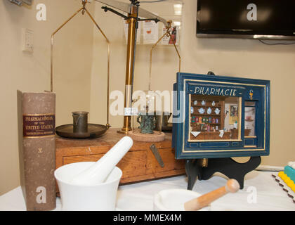 Vintage pharmaceutical instruments are displayed during William Beaumont Army Medical Center’s National Pharmacy Week celebration, Oct. 18. Stock Photo