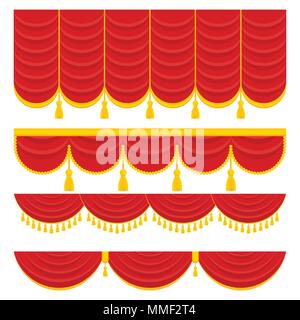 Lambrequin and pelmet for red curtains Stock Vector