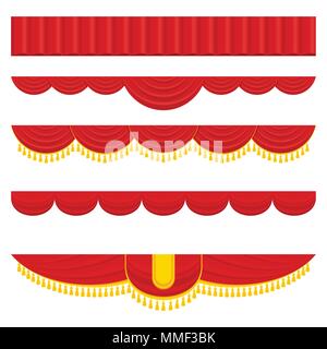 Lambrequin and pelmet for red curtains Stock Vector