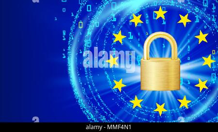 GDPR Background Vector. Padlock. General Data Protection Regulation. Security Technology. Illustration Stock Vector