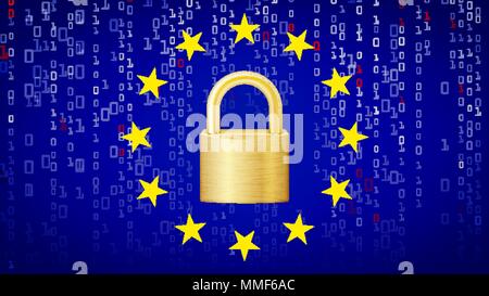 GDPR Background Vector. Padlock. Security Technology. General Data Protection Regulation. Illustration Stock Vector