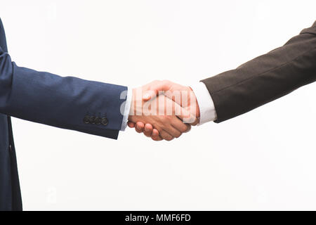 cropped image of shaking hands isolated on white Stock Photo