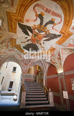 Mural painting inside Museum Palais Lascaris, Palais Lascaris des comtes de Vintimille, 17th century, Nice, Côte d’Azur, Alpes-Maritimes, South France Stock Photo