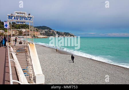 Staircase to Beau Rivage, bar and restaurant at the Promenade des Anglais, Boulevard, Nice, Côte d’Azur, Alpes-Maritimes, South France, France, Europe Stock Photo